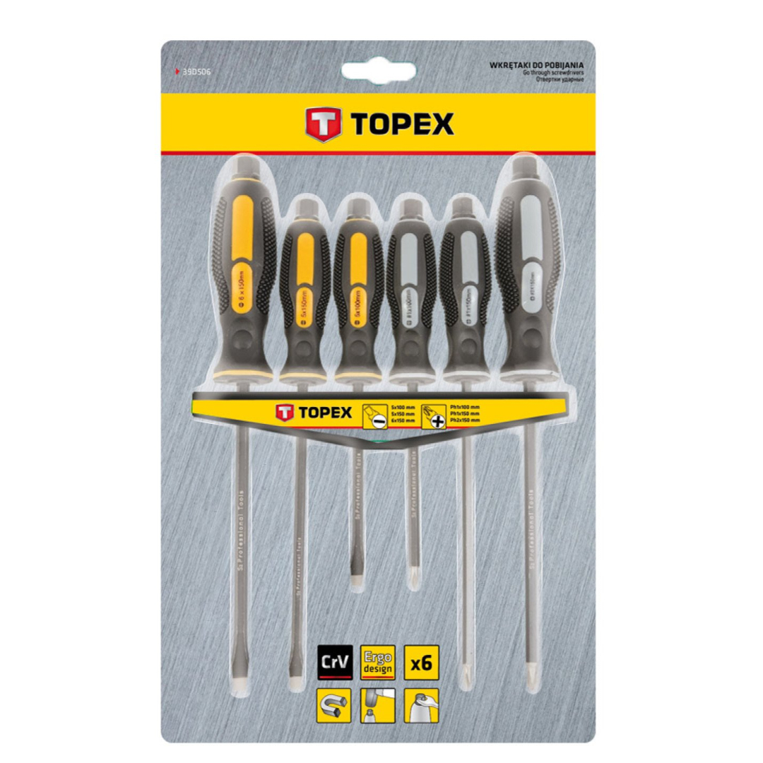 Atsuktuvai smūginiai, komplekte 6 vnt. + laikiklis 1 Atsuktuvai smūginiai, komplekte 6 vnt. + laikiklis 1