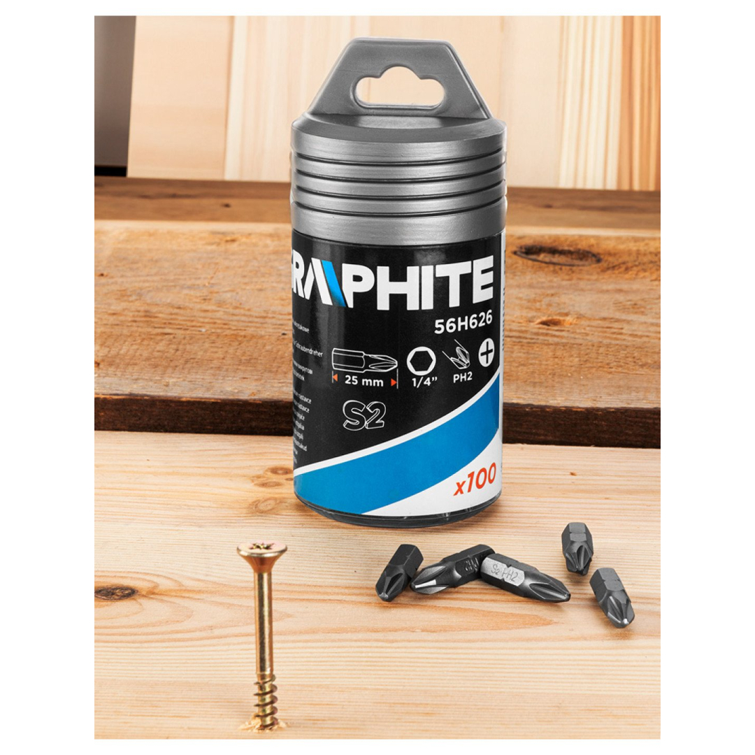 Atsuktuvo antgaliai PH2 x 25 mm, 100 vnt. 2 Atsuktuvo antgaliai PH2 x 25 mm, 100 vnt. 2