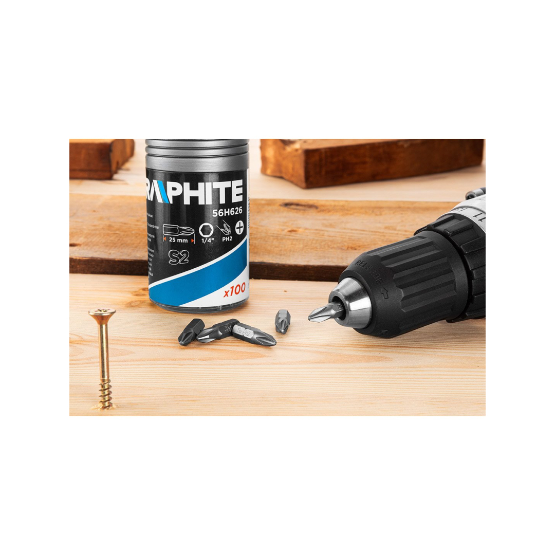 Atsuktuvo antgaliai PH2 x 25 mm, 100 vnt. 4 Atsuktuvo antgaliai PH2 x 25 mm, 100 vnt. 4