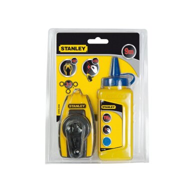 Atmušimo virvės ir kreidos rinkinys STANLEY, 9 m Atmušimo virvės ir kreidos rinkinys STANLEY, 9 m