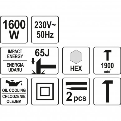 Atskėlimo - griovimo plaktukas perforatorius Yato YT-82001, 65J, 1600W 3 Atskėlimo - griovimo plaktukas perforatorius Yato YT-82001, 65J, 1600W 3