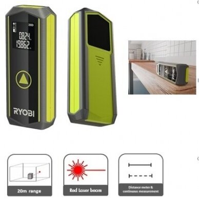 Atstumų matuoklis Ryobi RBLDM20 20M 1 Atstumų matuoklis Ryobi RBLDM20 20M 1