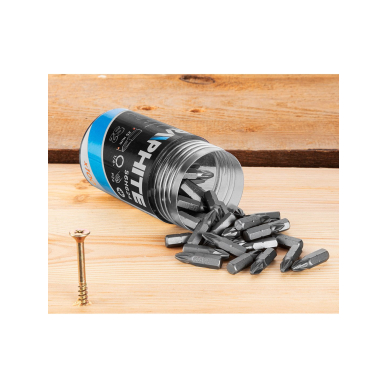 Atsuktuvo antgaliai PZ2 x 25 mm, 100 vnt. 1 Atsuktuvo antgaliai PZ2 x 25 mm, 100 vnt. 1