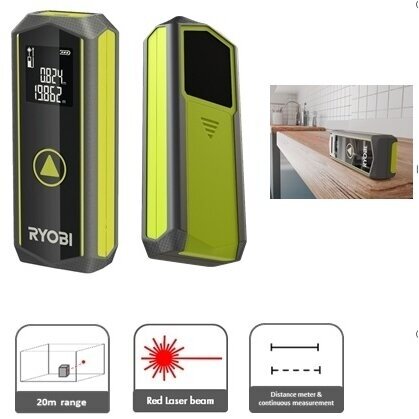 Atstumų matuoklis Ryobi RBLDM20 20M 1 Atstumų matuoklis Ryobi RBLDM20 20M 1