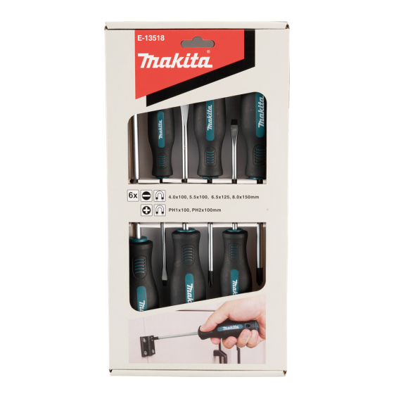 Atsuktuvų rinkinys Makita E-13518, 6 vnt., PH1x100, PH2x100, SL4.0x100, SL5.5x100, SL6.5x125, SL8.0x150 1 Atsuktuvų rinkinys Makita E-13518, 6 vnt., PH1x100, PH2x100, SL4.0x100, SL5.5x100, SL6.5x125, SL8.0x150 1
