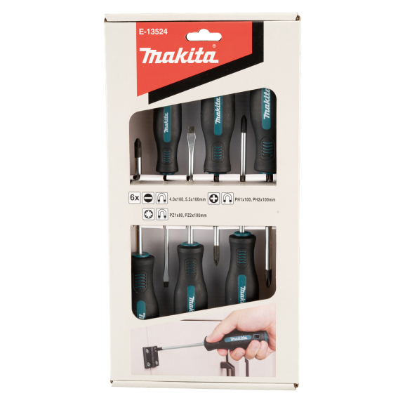 Atsuktuvų rinkinys Makita E-13524, 6 vnt, PH1x100, PH2x100, PZ1x80, PZ2x100, SL4.0x100, SL5.5x100 1 Atsuktuvų rinkinys Makita E-13524, 6 vnt, PH1x100, PH2x100, PZ1x80, PZ2x100, SL4.0x100, SL5.5x100 1