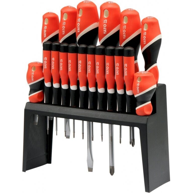 Atsuktuvų rinkinys | su stovu| 18 vnt. (YT-25982) Atsuktuvų rinkinys | su stovu| 18 vnt. (YT-25982)