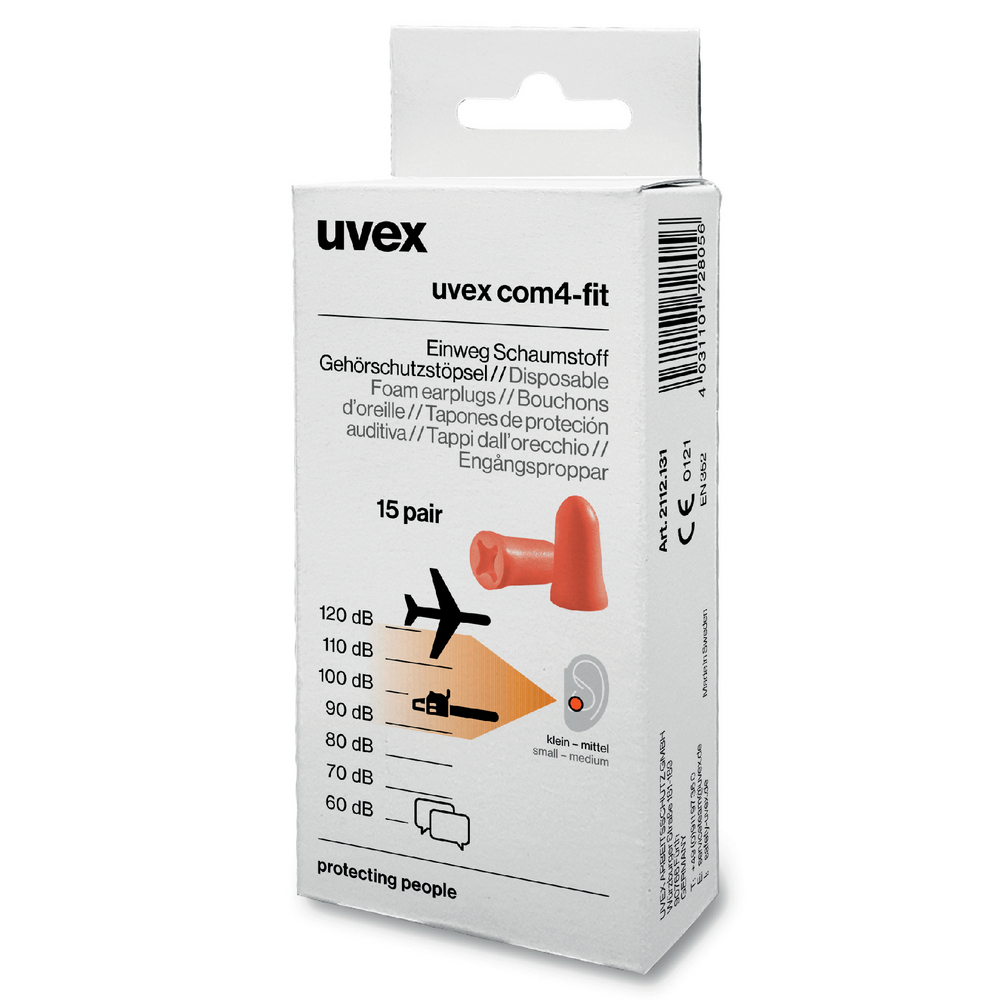 Ausų kamštukai UVEX Com4-fit SNR, 33dB, 15 porų Ausų kamštukai UVEX Com4-fit SNR, 33dB, 15 porų