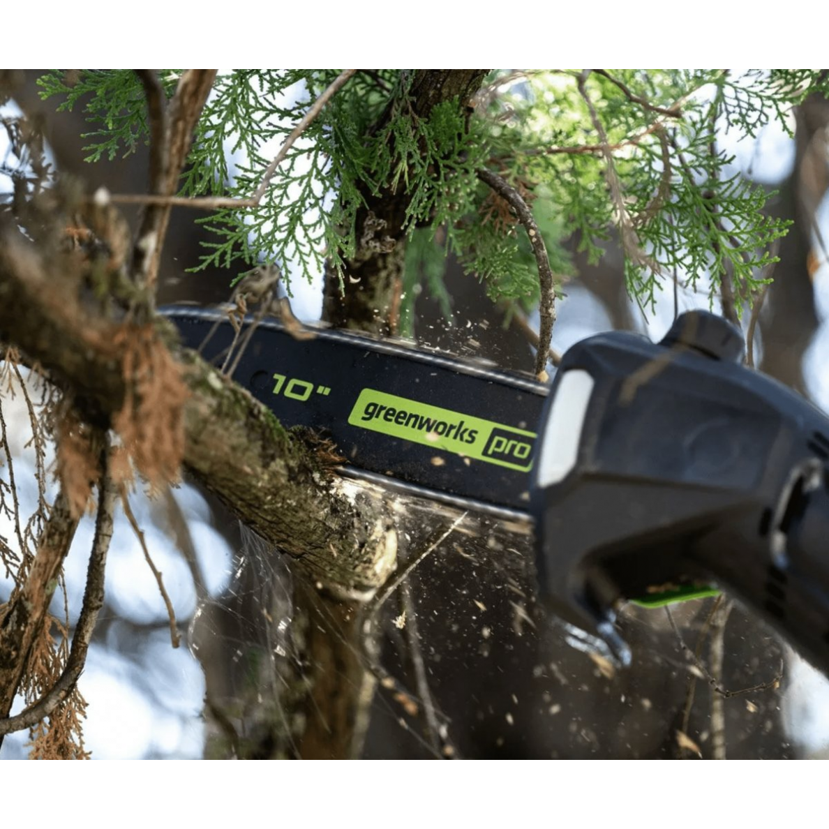 Akumuliatorinė akštapjovė Greenworks GD60PS25, 60 V, 25 cm 2,8 m, (tik įrankis) 1 Akumuliatorinė akštapjovė Greenworks GD60PS25, 60 V, 25 cm 2,8 m, (tik įrankis) 1