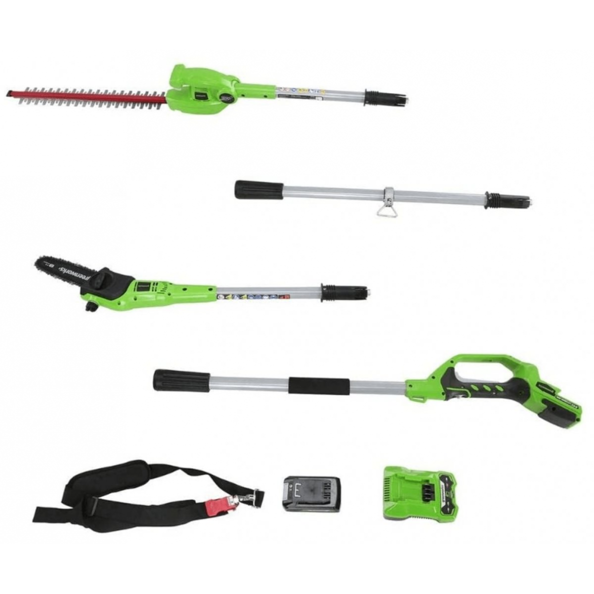 Akumuliatorinis gyvatvorių genėtuvo ir aukštapjovės komplektas Greenworks G24PSH, 24 V, (tik įrankis) 8