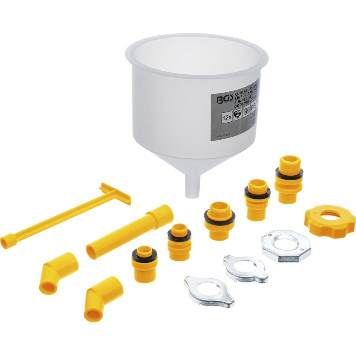 Aušinimo skysčio piltuvėlių rinkinys | 12 vnt. (70000) Aušinimo skysčio piltuvėlių rinkinys | 12 vnt. (70000)