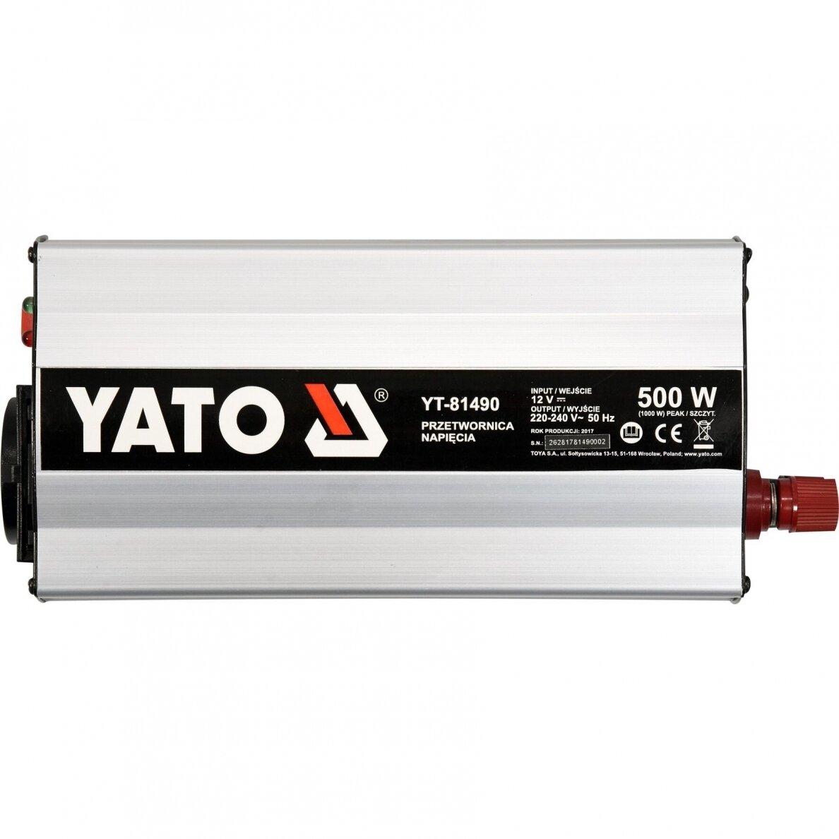 Automobilinis įtampos inverteris Yato, 12/230V, 500 W 1 Automobilinis įtampos inverteris Yato, 12/230V, 500 W 1