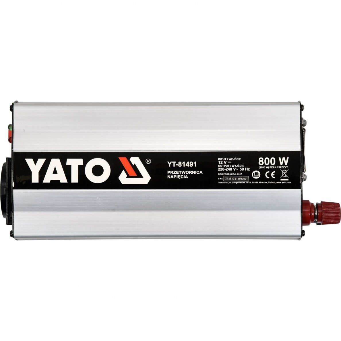 Automobilinis įtampos inverteris Yato, 12/230V, 800 W 1 Automobilinis įtampos inverteris Yato, 12/230V, 800 W 1