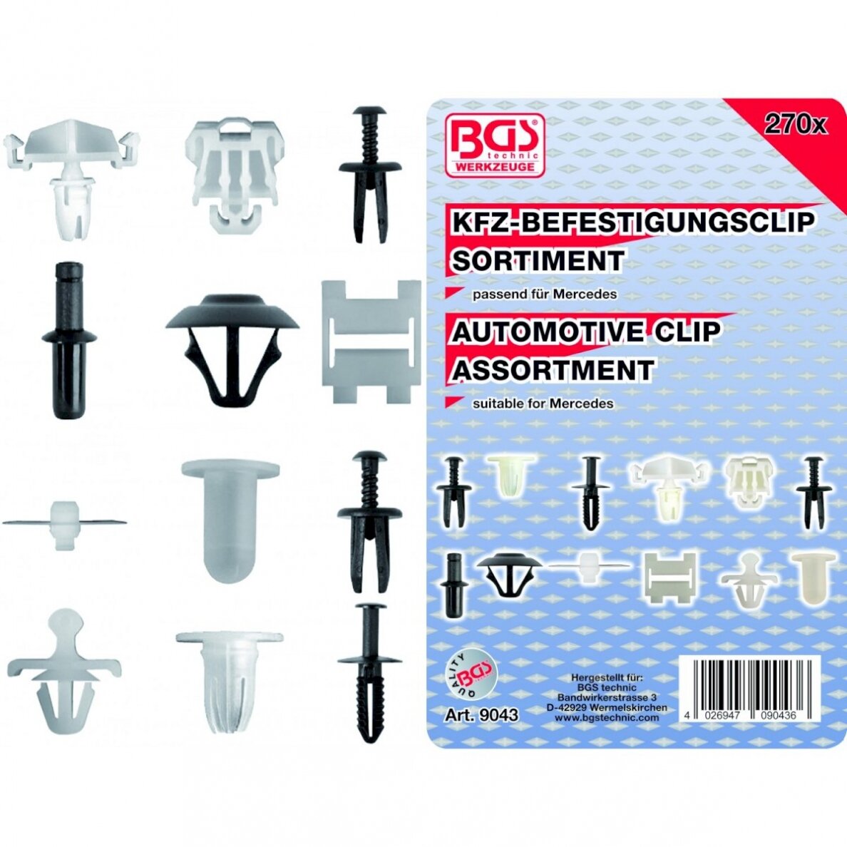 Automobilinis klipsų asortimentas Mercedes Benz | 270 vnt. (9043) Automobilinis klipsų asortimentas Mercedes Benz | 270 vnt. (9043)