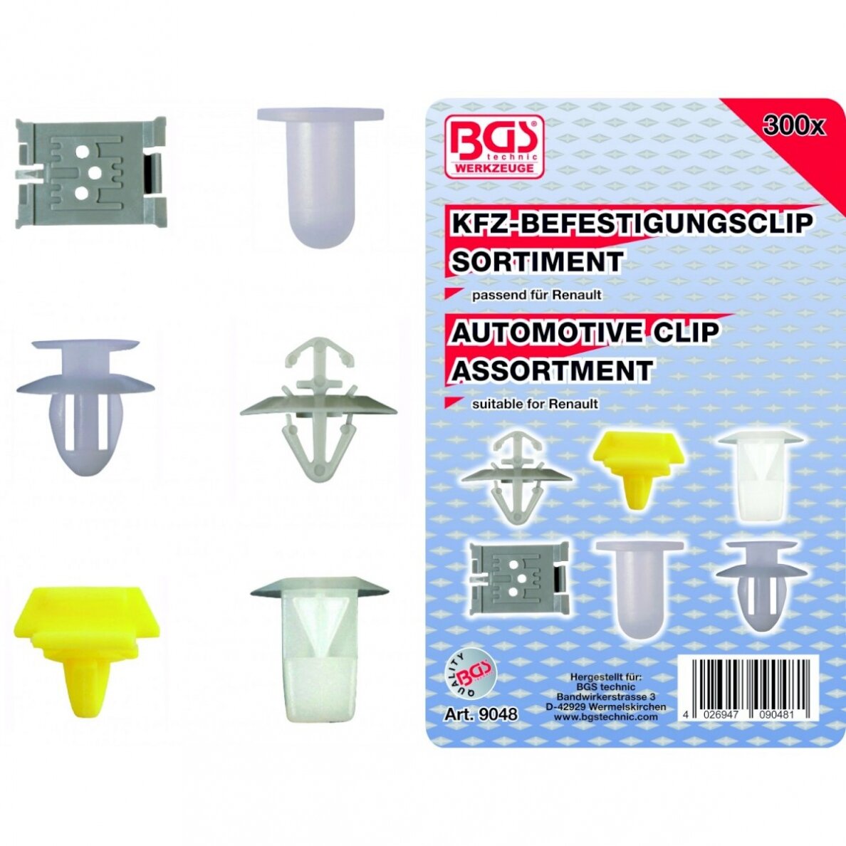 Automobilinis klipsų asortimentas Renault | 300 vnt. (9048)