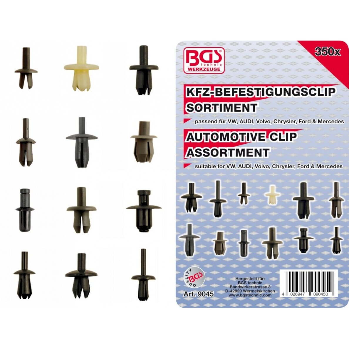 Automobilinis klipsų asortimentas VW, Audi, Volvo, Chrysler, Ford, Mercedes | 350 vnt. (9045) Automobilinis klipsų asortimentas VW, Audi, Volvo, Chrysler, Ford, Mercedes | 350 vnt. (9045)
