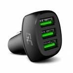 Automobilinis įkroviklis su Ultra Charge greito įkrovimo technologija Green Cell 54W, 3xUSB, 18W