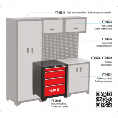 Spintelė dirbtuvėms Yato, 4 stalčiai, 66 x 45.7 x 86.3 cm Spintelė dirbtuvėms Yato, 4 stalčiai, 66 x 45.7 x 86.3 cm