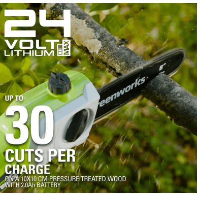 Akumuliatorinė akštapjovė Greenworks G24PS20K2, 24 V, 2,0 Ah 2 Akumuliatorinė akštapjovė Greenworks G24PS20K2, 24 V, 2,0 Ah 2