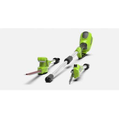 Akumuliatorinis gyvatvorių genėtuvo ir aukštapjovės komplektas Greenworks G24PSH, 24 V, (tik įrankis) Akumuliatorinis gyvatvorių genėtuvo ir aukštapjovės komplektas Greenworks G24PSH, 24 V, (tik įrankis)