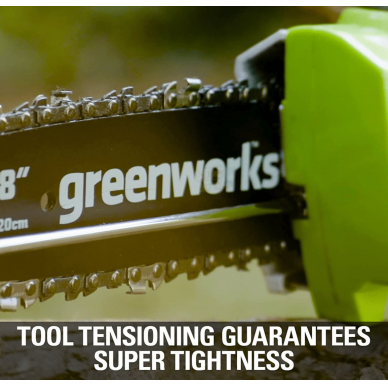 Akumuliatorinis gyvatvorių genėtuvo ir aukštapjovės komplektas Greenworks G24PSHK2, 24 V, 2,0 Ah 3 Akumuliatorinis gyvatvorių genėtuvo ir aukštapjovės komplektas Greenworks G24PSHK2, 24 V, 2,0 Ah 3