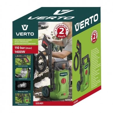 Aukšto slėgio plovykla VERTO 52G401, 1,4 kW 12 Aukšto slėgio plovykla VERTO 52G401, 1,4 kW 12