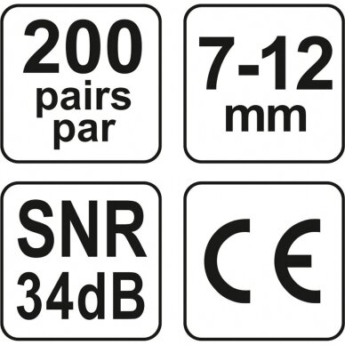 Ausų kamšteliai Yato SNR 34 dB, 200 porų 2 Ausų kamšteliai Yato SNR 34 dB, 200 porų 2