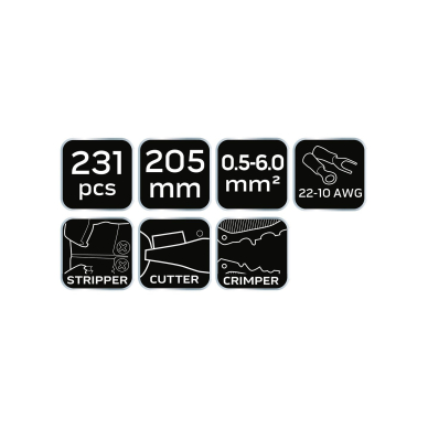 Automatinis kabelių nuėmiklis 200 mm, veidas + jungtys 8