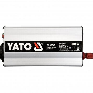 Automobilinis įtampos inverteris Yato, 12/230V, 500 W 1 Automobilinis įtampos inverteris Yato, 12/230V, 500 W 1