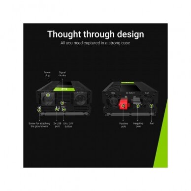 Automobilinis įtampos keitiklis - inverteris Green Cell INV21 (24V - 230V, 3000W / 6000W) 7
