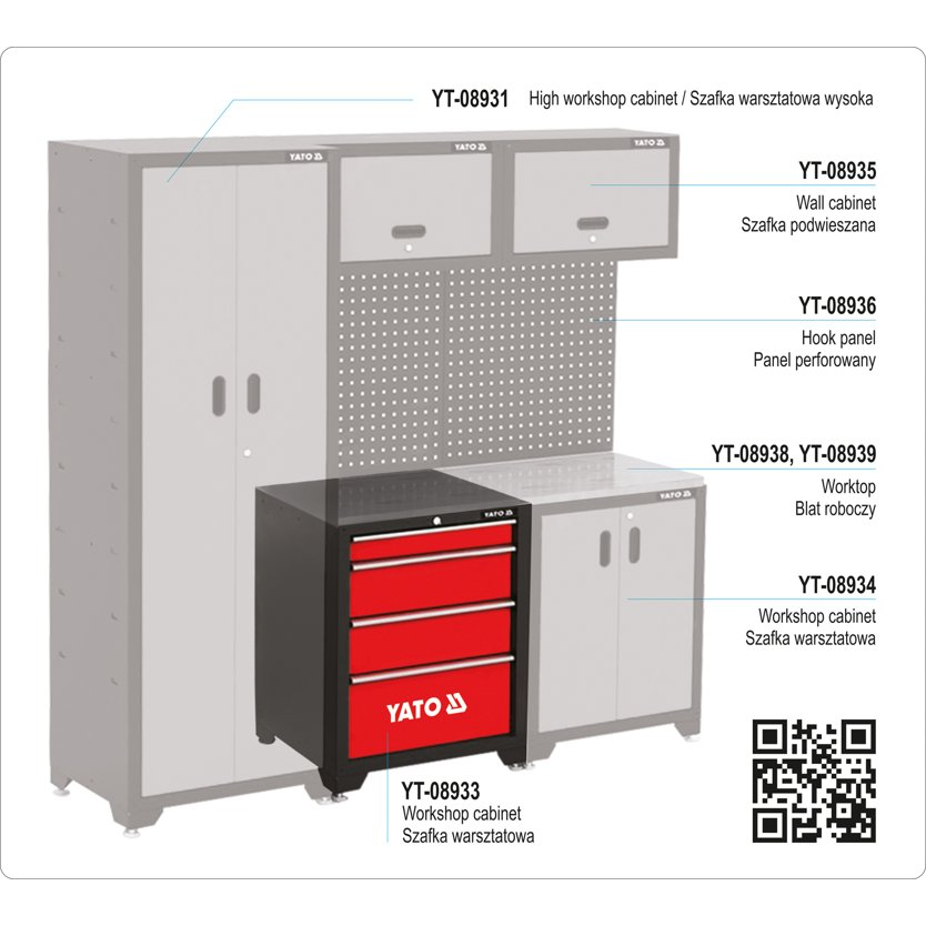 Spintelė dirbtuvėms Yato, 4 stalčiai, 66 x 45.7 x 86.3 cm Spintelė dirbtuvėms Yato, 4 stalčiai, 66 x 45.7 x 86.3 cm