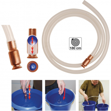 Žarna-pompa su atbuliniu vožtuvu BGS-technic, 180 cm Žarna-pompa su atbuliniu vožtuvu BGS-technic, 180 cm