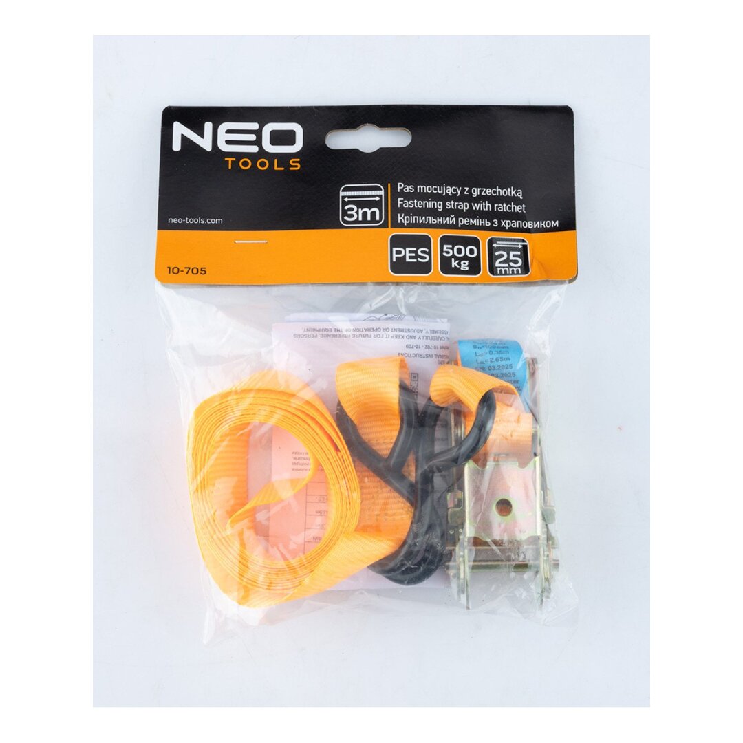 Bagažo tvirtinimo diržas 25 mm x 3 m reketu 1