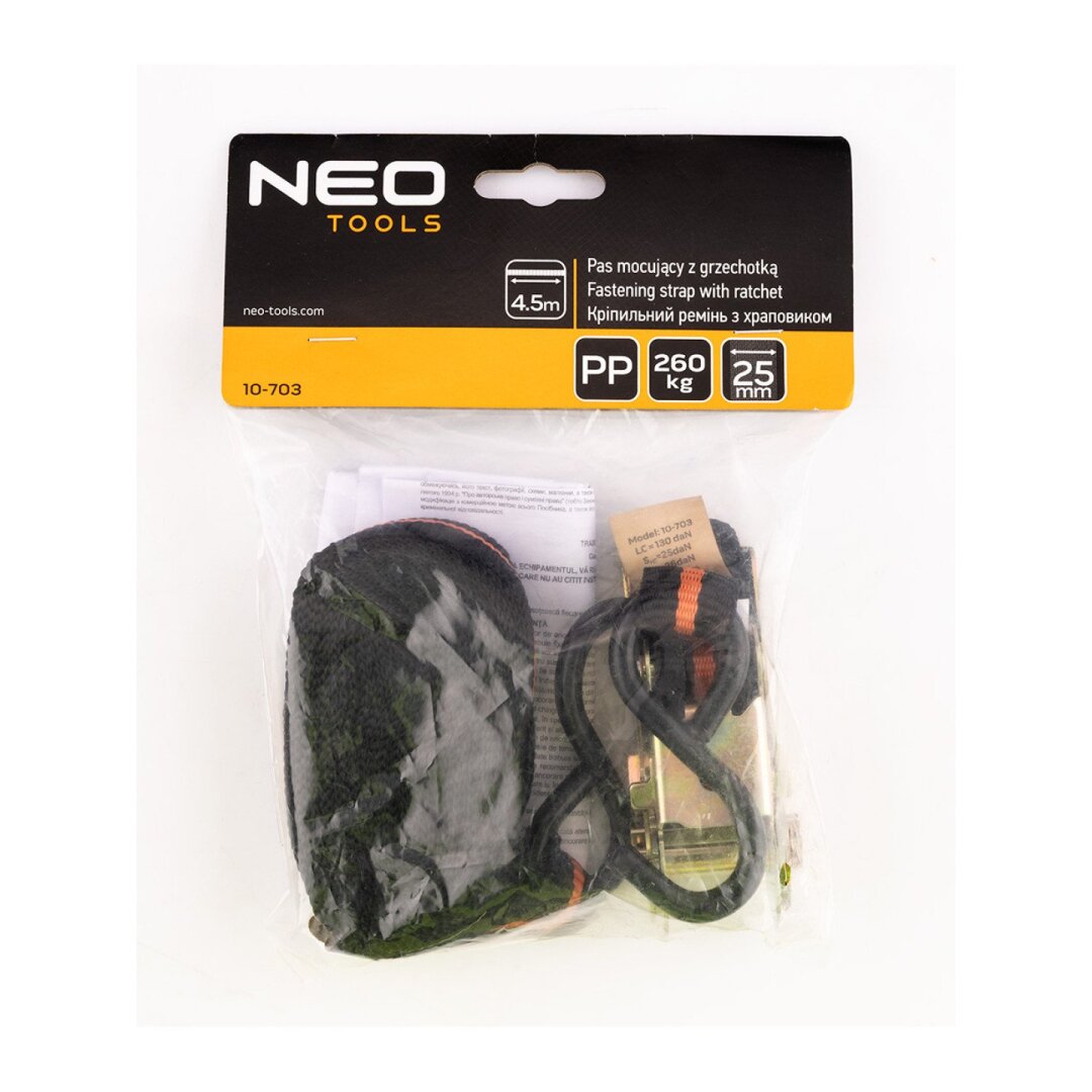 Bagažo tvirtinimo diržas 25 mm x 4,5 m reketu 1