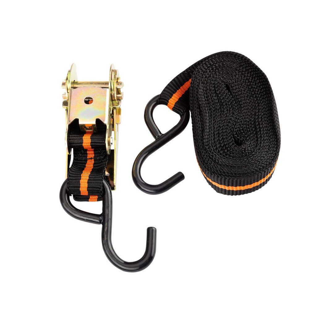 Bagažo tvirtinimo diržas 25 mm x 4,5 m reketu Bagažo tvirtinimo diržas 25 mm x 4,5 m reketu