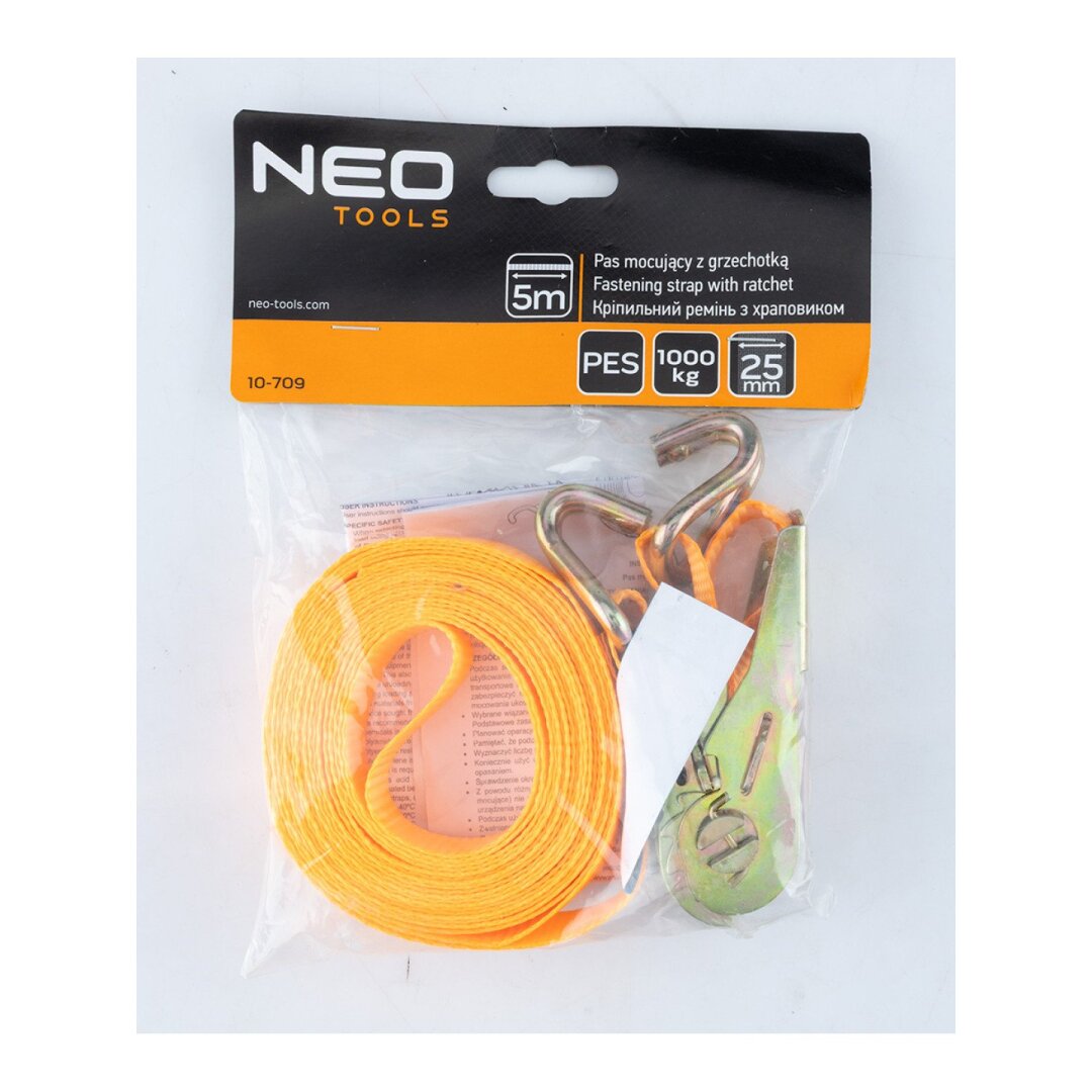 Bagažo tvirtinimo diržas 25 mm x 5 m reketu 1 Bagažo tvirtinimo diržas 25 mm x 5 m reketu 1