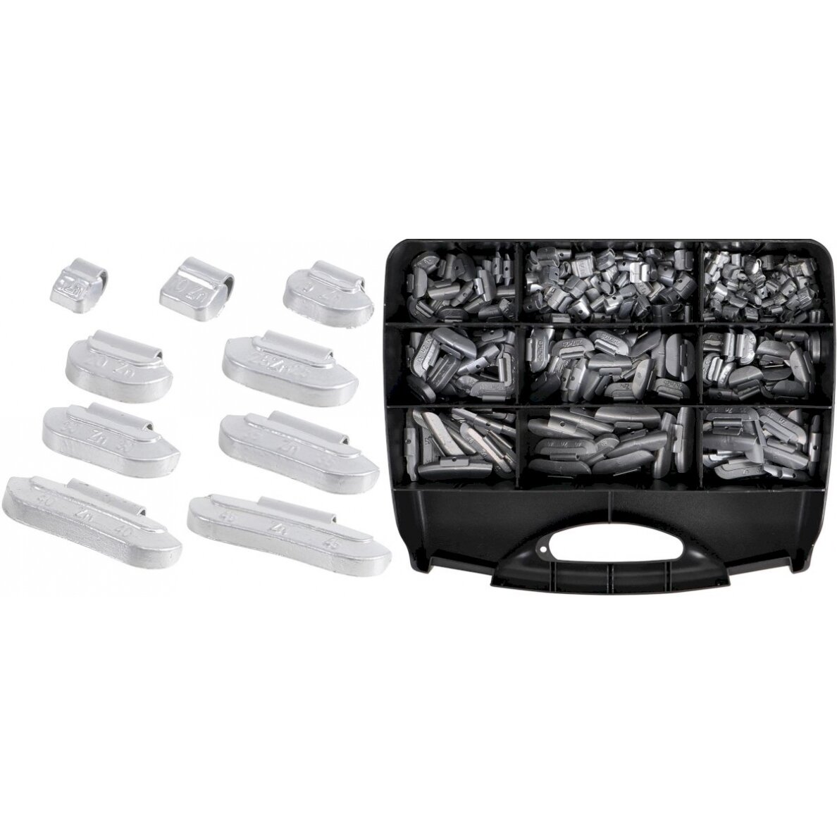 Balansavimo svarelių asortimentas | Medžiaga: cinkas | 320 vnt. (9425) Balansavimo svarelių asortimentas | Medžiaga: cinkas | 320 vnt. (9425)