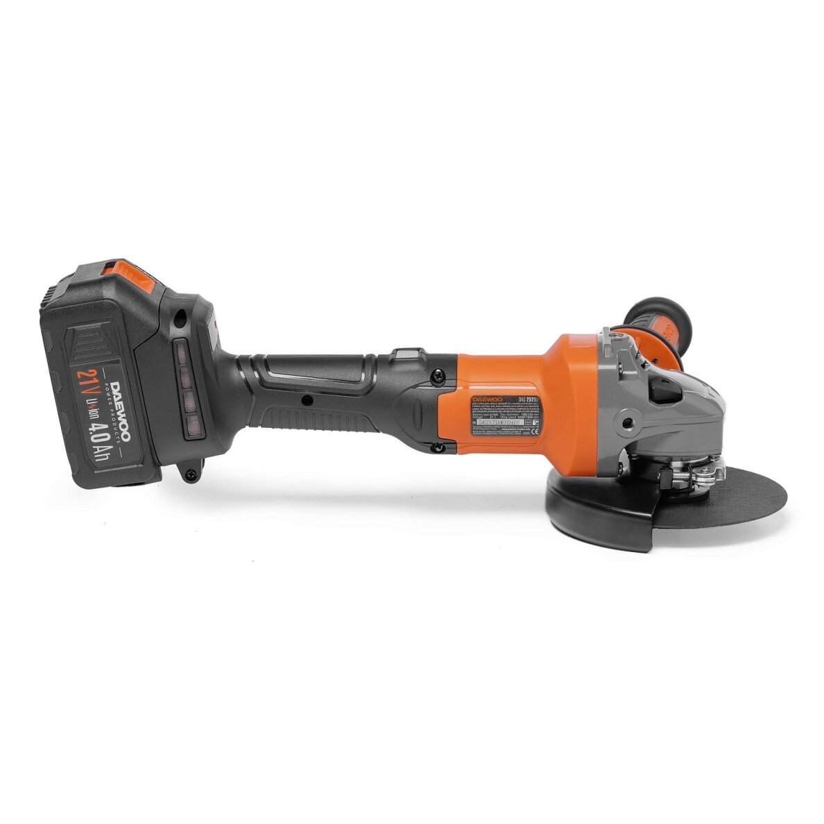 Akumuliatorinis kampinis šlifuoklis DAEWOO DAG 2521Li SET, 21V, 4.0Ah, 125mm 2