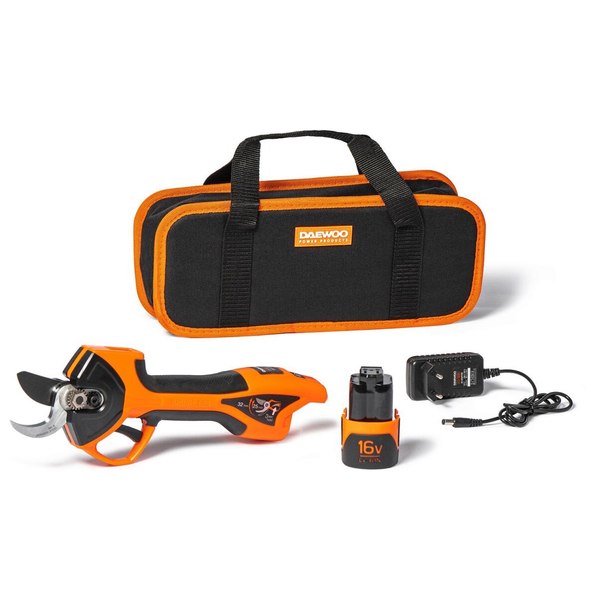 Akumuliatorinis genėtuvas DAEWOO DAGP 3216Li SET, 16V, 3.0 Ah, 32mm 11