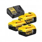 Baterijų ir kroviklio rinkinys DeWALT DCB115P3-QW (DCB115 + DCB184, 3x5.0 Ah)