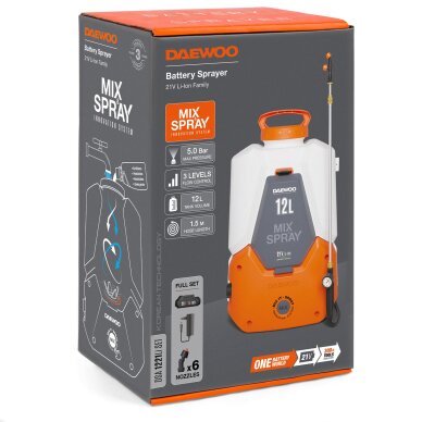Akumuliatorinis sodo purkštuvas DAEWOO DSA 1221Li SET 18 Akumuliatorinis sodo purkštuvas DAEWOO DSA 1221Li SET 18