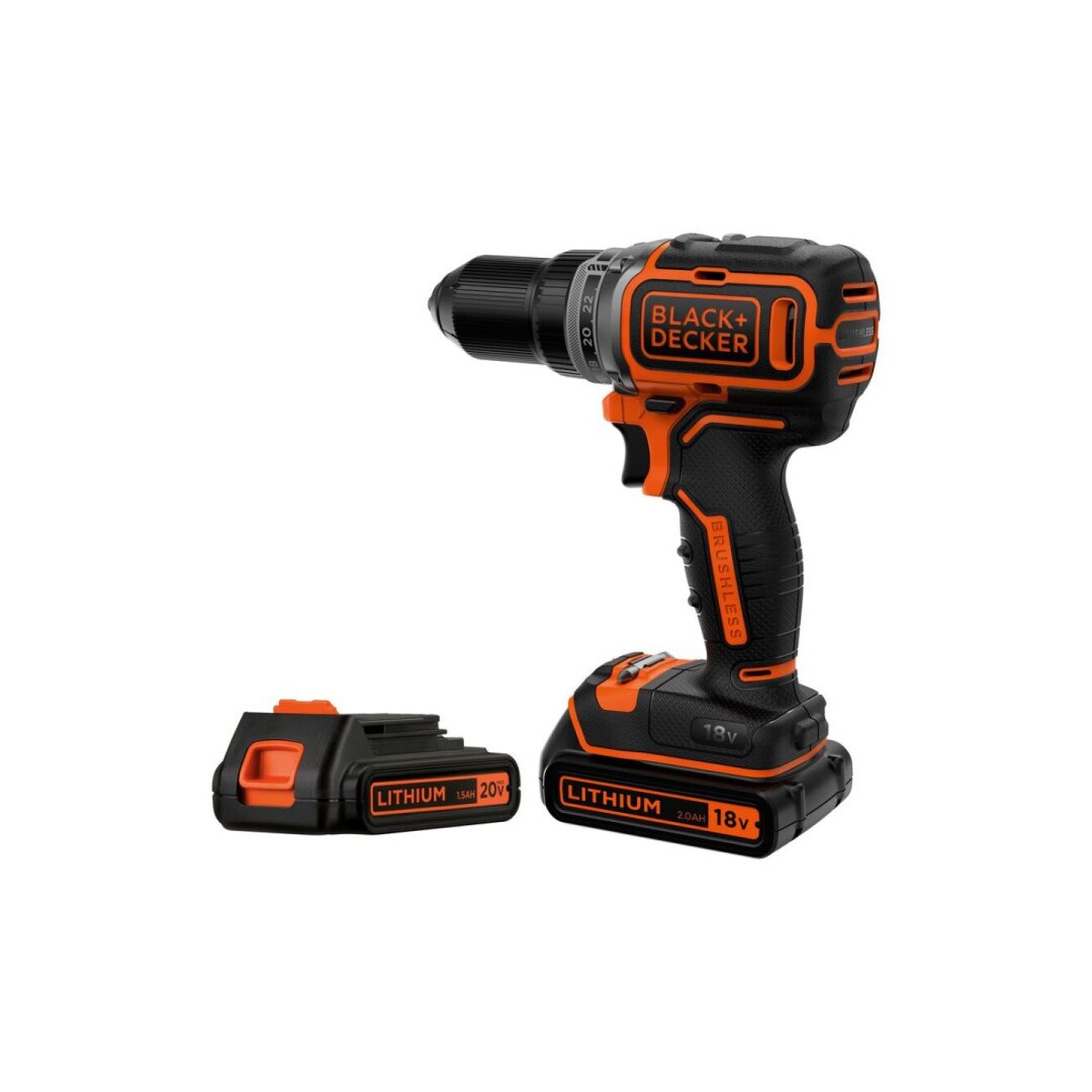 Akum. bešepetėlinis gręžtuvas - suktuvas Black&Decker BL186K1B2-QW, 18V, 2x2.0Ah