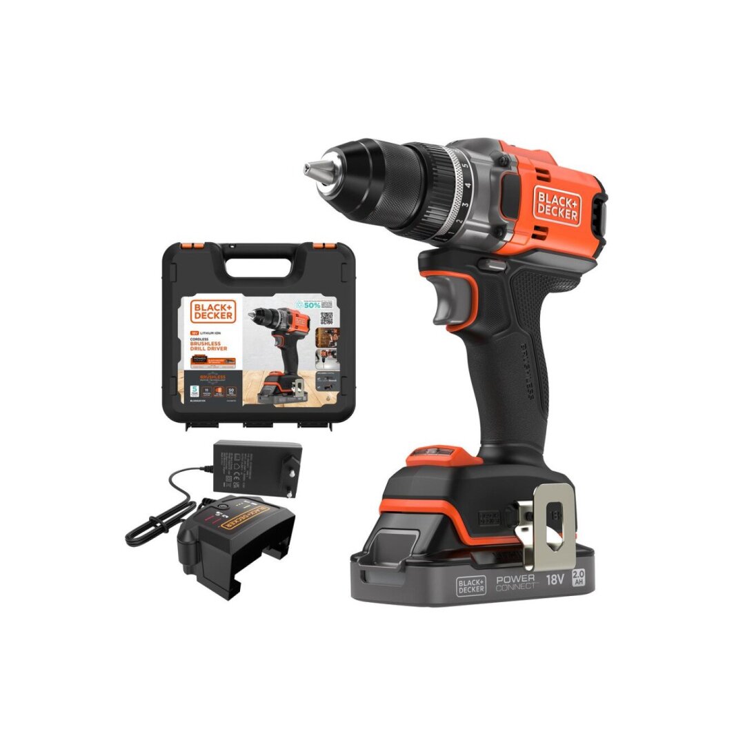Akum. bešepetėlinis gręžtuvas - suktuvas Black&Decker BLD682D1XK-QW, 18V, 1x2Ah