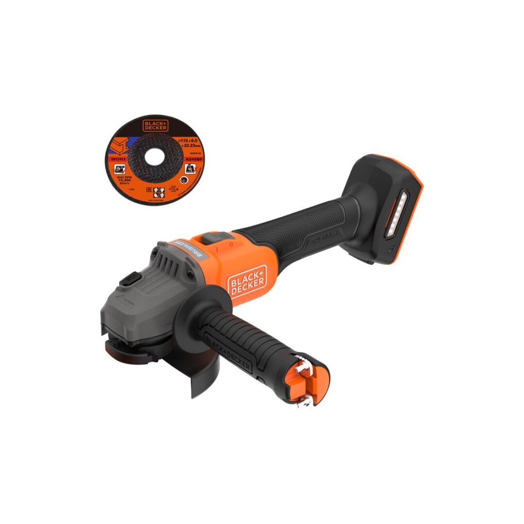 Akum. bešepetėlinis kampinis šlifuoklis Black&Decker BCG6L8N-XJ, 18V, (be akum. ir krov.) Akum. bešepetėlinis kampinis šlifuoklis Black&Decker BCG6L8N-XJ, 18V, (be akum. ir krov.)