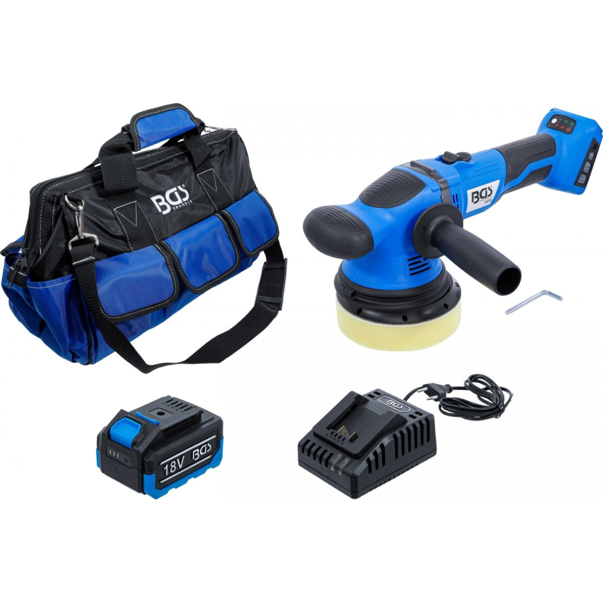 Belaidis ekscentrinis poliravimo rinkinys | bešepetėlinis | 18 V | su baterija ir greitu įkrovikliu (7394)