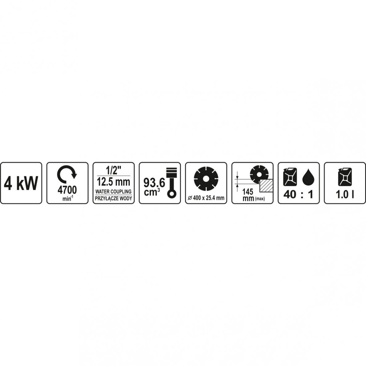Benzininė betono pjaustyklė Yato YT-84820, 4 kW 2