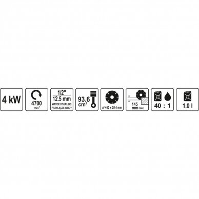 Benzininė betono pjaustyklė Yato YT-84820, 4 kW 2 Benzininė betono pjaustyklė Yato YT-84820, 4 kW 2