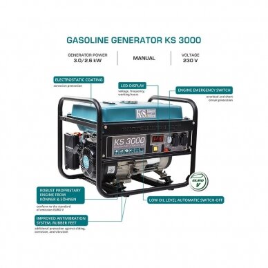 Benzininis generatorius Könner&Söhnen KS 3000, 3,0 kW, (Išankstinė prekyba) 6