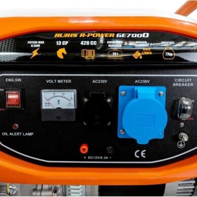 Benzininis generatorius Ruris R-Power GE7000S, 230V, 6,5 kW 4