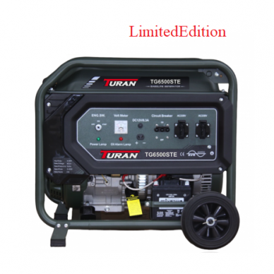 Benzininis generatorius Turan TG6500SE LimitedEdition 5,5 kW Max, AVR, 230 V/12 V Benzininis generatorius Turan TG6500SE LimitedEdition 5,5 kW Max, AVR, 230 V/12 V